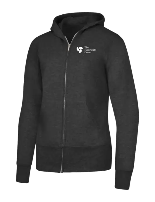 Dark Heather Grey Womens Core Fleece Full-Zip Hooded Sweatshirt w/Holdsworth Center Logo