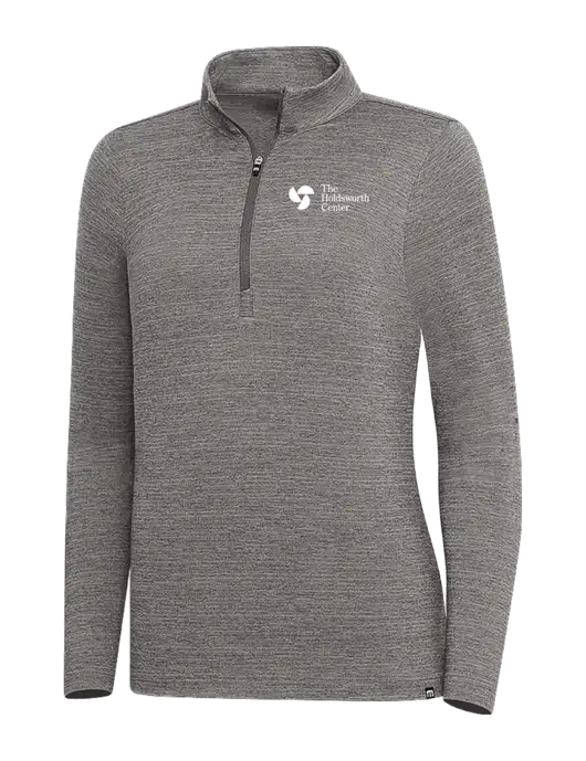 TravisMathew Medium Grey Heather Womens Crestview 1/4 Zip w/Holdsworth Center Logo