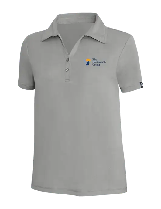 TravisMathew Light Grey Heather Womens Coto Performance Polo w/Holdsworth Center Logo