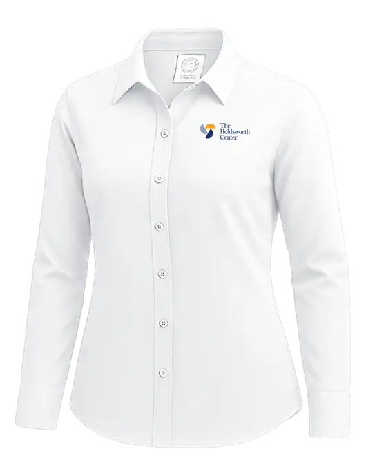 Brooks Brothers Womens White Wrinkle-Free Stretch Nailhead Shirt w/Holdsworth Center Logo