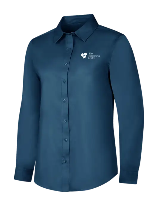 Light Navy Womens Long Sleeve Superpro React Twill Shirt w/Holdsworth Center Logo