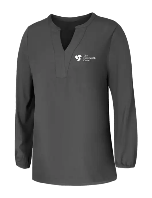 Mercer+Mettle Womens Dark Grey Stretch Crepe 3/4 Sleeve Blouse w/Holdsworth Center Logo