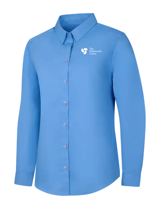 Womens Carolina Blue Long Sleeve Carefree Poplin Shirt w/Holdsworth Center Logo