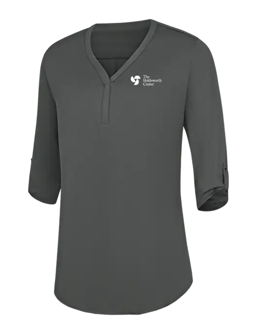 Womens Dark Grey City Stretch 3/4-Sleeve Tunic w/Holdsworth Center Logo
