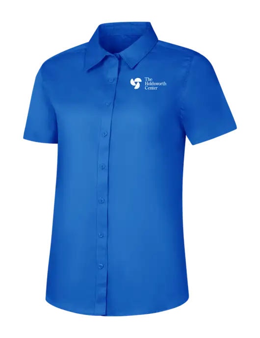 Womens Short Sleeve Royal Blue Superpro React Twill Shirt w/Holdsworth Center Logo
