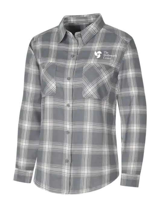 Womens Medium Grey/Cream Plaid Flannel Shirt w/Holdsworth Center Logo