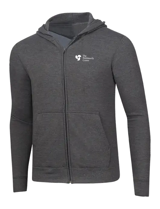 Dark Heather Grey 8.5 oz Ring Spun Zip Hooded Sweatshirt w/Holdsworth Center Logo