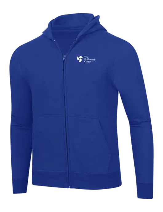 True Royal 8.5 oz Ring Spun Zip Hooded Sweatshirt w/Holdsworth Center Logo