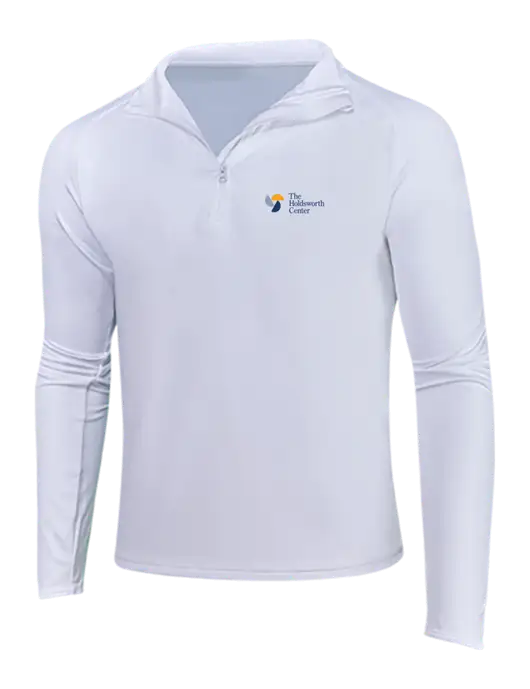 White Sport Wick Stretch 1/4 Zip Pullover w/Holdsworth Center Logo