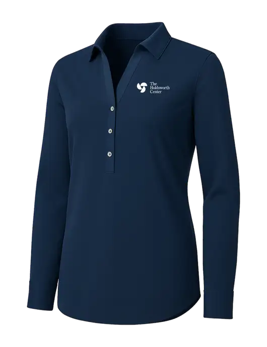 Womens Navy City Stretch Shirt w/Holdsworth Center Logo