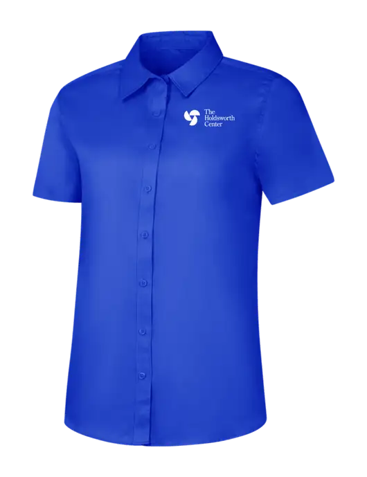 Womens Short Sleeve Dark Royal Superpro React Twill Shirt w/Holdsworth Center Logo