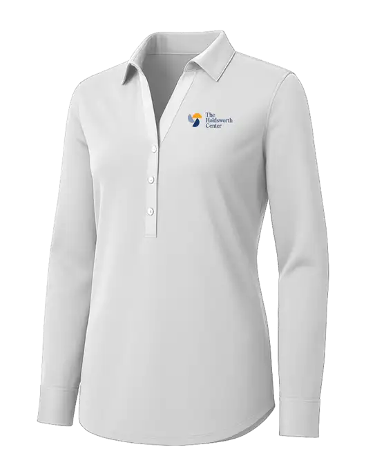 Womens White City Stretch Shirt w/Holdsworth Center Logo
