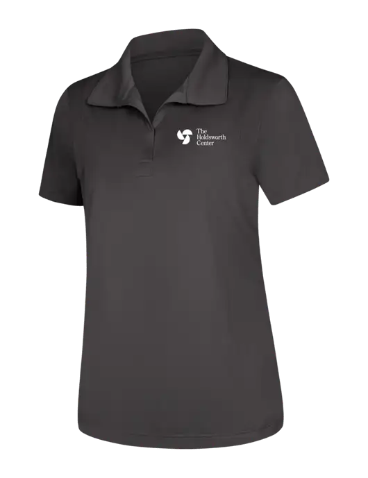 Womens Dark Grey Micropique Sport-Wick Polo w/Holdsworth Center Logo