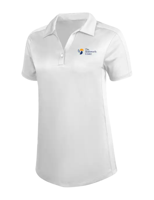 Womens White Diamond Jacquard Polo w/Holdsworth Center Logo