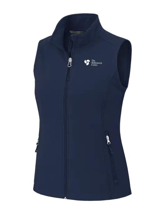 Navy Womens Core Soft Shell Vest w/Holdsworth Center Logo