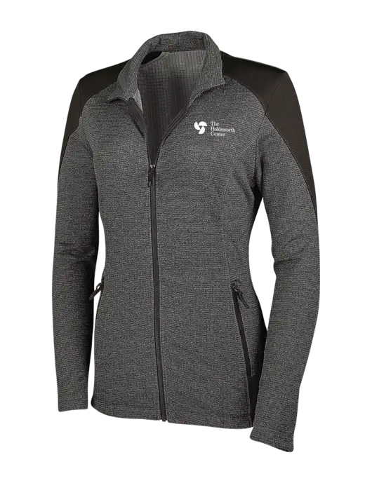 Medium Grey Heather Womens Grid Fleece Jacket w/Holdsworth Center Logo