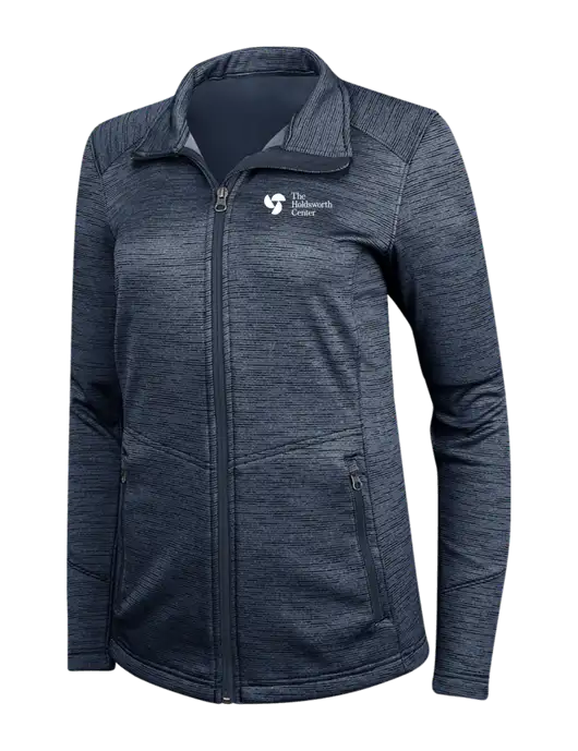Navy Womens Digi Stripe Fleece Jacket w/Holdsworth Center Logo