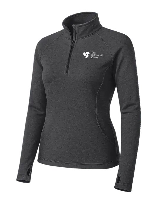 Dark Grey Heather Womens Sport Wick Stretch 1/4 Zip Pullover w/Holdsworth Center Logo