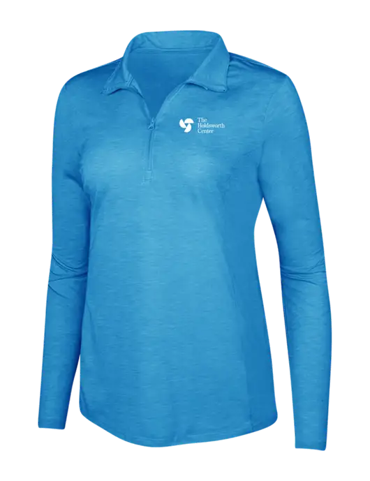 Light Blue Heather Womens Posicharge Tri-Blend Wicking 1/4 Zip Pullover w/Holdsworth Center Logo