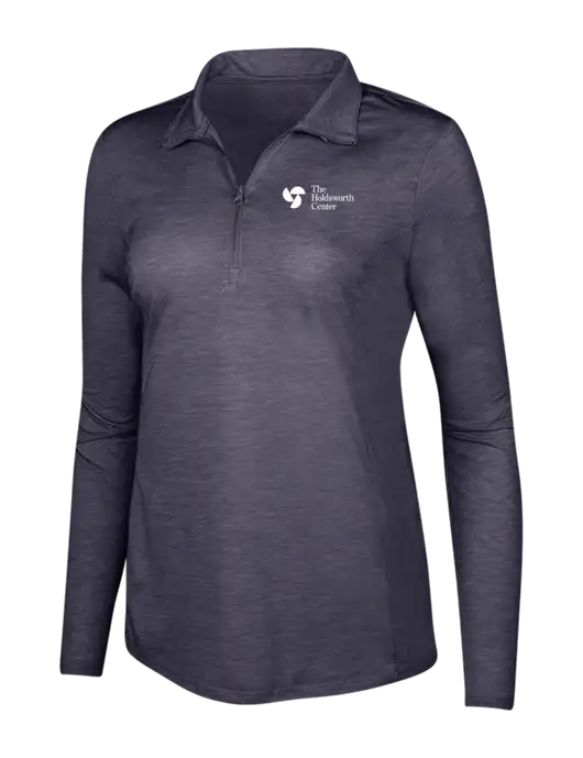 True Navy Heather Womens Posicharge Tri-Blend Wicking 1/4 Zip Pullover w/Holdsworth Center Logo