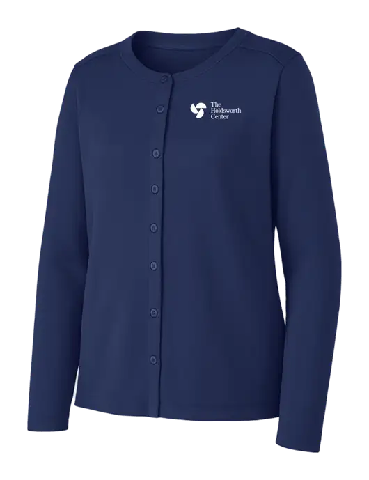Dress Blue Navy Womens Concept Stretch Button-Front Cardigan Sweater w/Holdsworth Center Logo