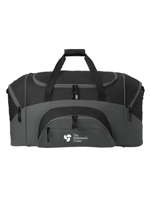 Standard Colorblock Black/Dark Grey Sport Duffel w/Holdsworth Center Logo
