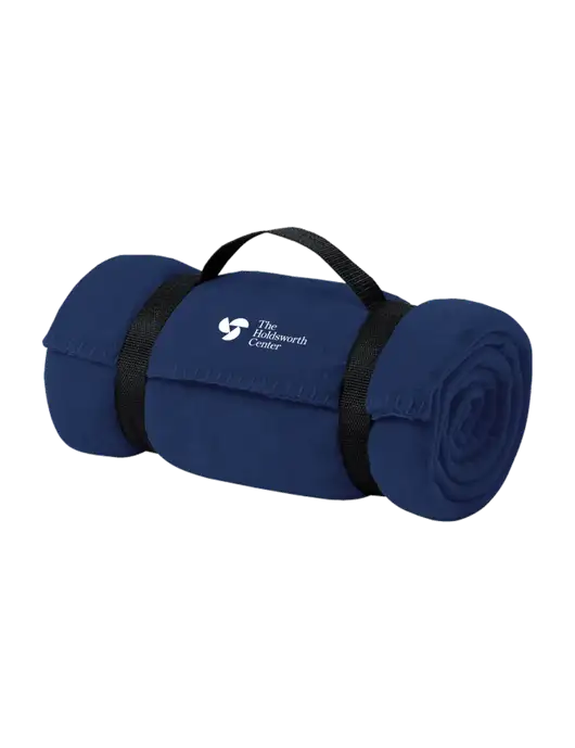 Casual Navy Fleece Blanket With Strap  w/Holdsworth Center Logo