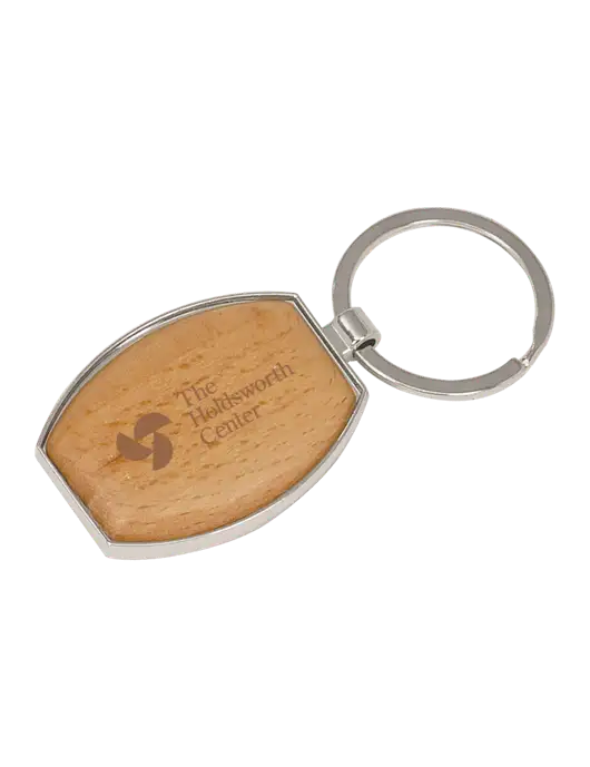 Wood & Silver Oval Keychain w/Holdsworth Center Logo