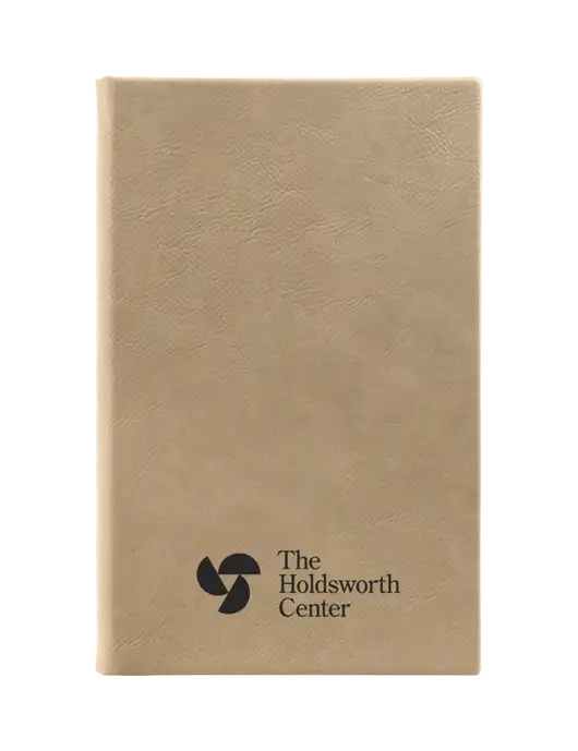 Tan Leatherette 5.25 x 8.25 Journal w/Holdsworth Center Logo