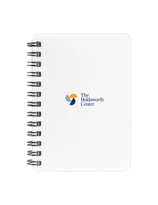 Sturdy White Hardcover Notebook, 5.25 x 7 w/Holdsworth Center Logo