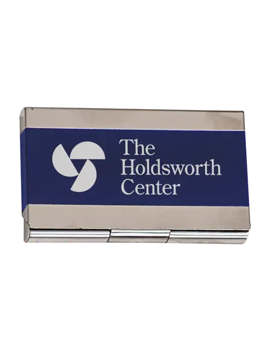 Blue 3.75 x 2.5 Business Card Holder w/Holdsworth Center Logo