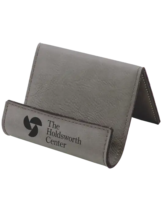 Grey Leatherette Card & Phone Holder w/Holdsworth Center Logo
